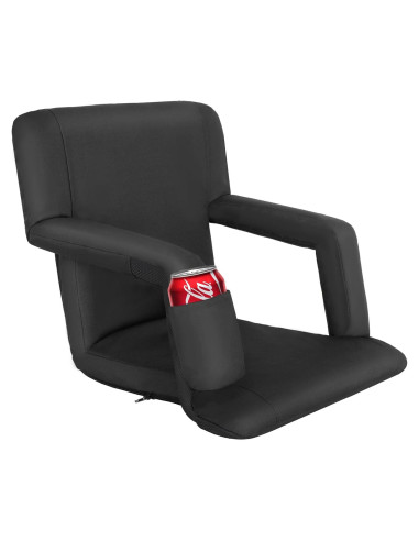 Silla de Estadio Plegable Smartxchoices Acolchada Negra 20.5"