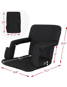 Silla de Estadio Plegable Smartxchoices Acolchada Negra 20.5" 2