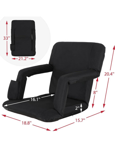Silla de Estadio Plegable Smartxchoices Acolchada Negra 20.5"