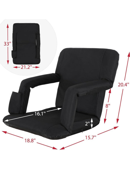 Silla de Estadio Plegable Smartxchoices Acolchada Negra 20.5"
