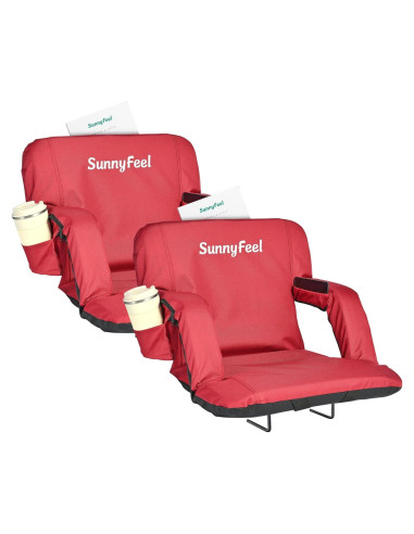 Asientos de Estadio SUNNYFEEL con Cojín y Respaldo 54 cm Rojo