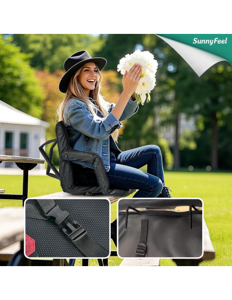 Asientos de Estadio SUNNYFEEL con Cojín y Respaldo 54 cm Rojo