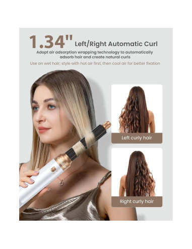 Secador y Cepillo 6 en 1 UKLISS Blanco - Estilizador Iónico para Cabello