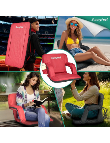 Asientos de Estadio SUNNYFEEL con Cojín y Respaldo 54 cm Rojo