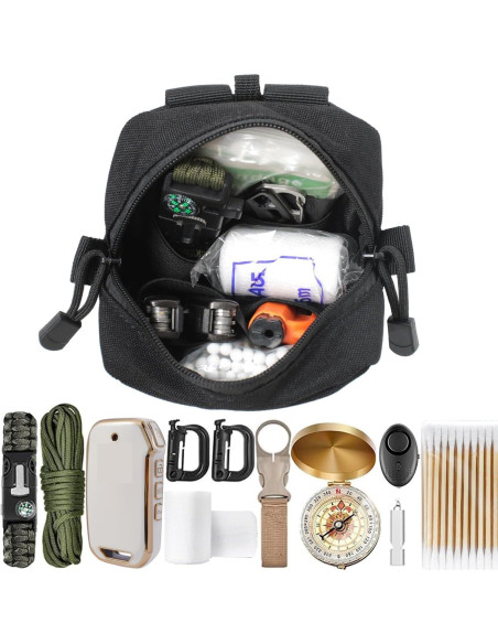 Paquete de 2 Mini Bolsas Tácticas Molle Katadem GP Negro