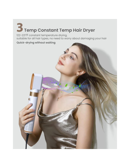 Secador y Cepillo 6 en 1 UKLISS Blanco - Estilizador Iónico para Cabello