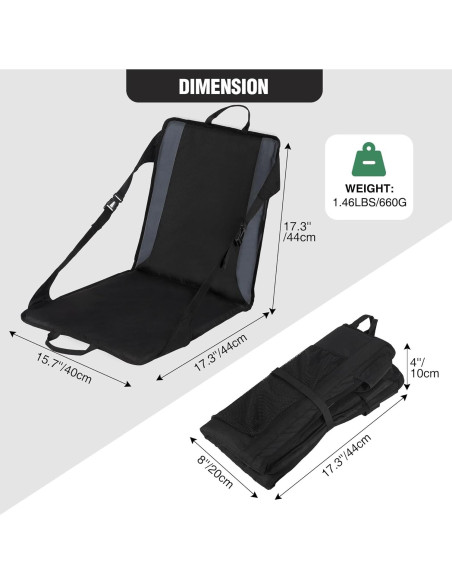 Asiento de Estadio Portátil REDCAMP con Respaldo Alto y Cojín Grueso