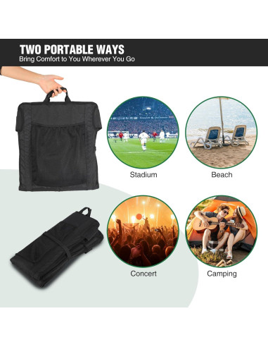 Asiento de Estadio Portátil REDCAMP con Respaldo Alto y Cojín Grueso