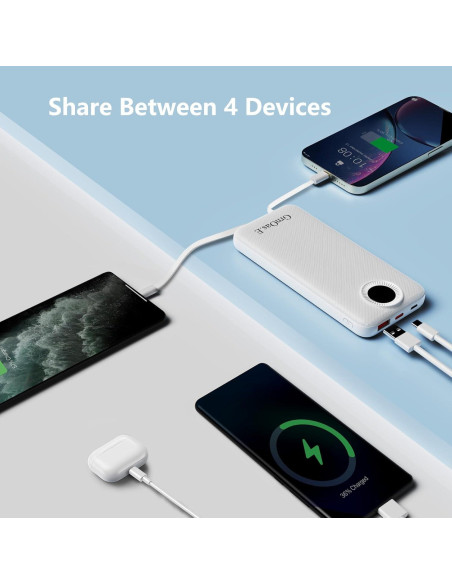 Cargador Portátil GrnOas.E 10000mAh Carga Rápida 22.5W Blanco