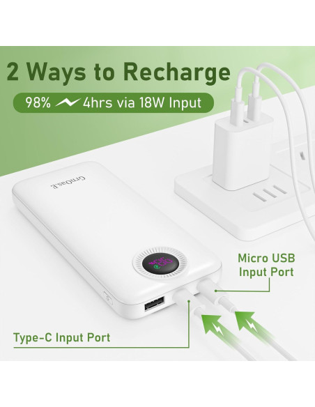 Cargador Portátil GrnOas.E 10000mAh Carga Rápida 22.5W Blanco