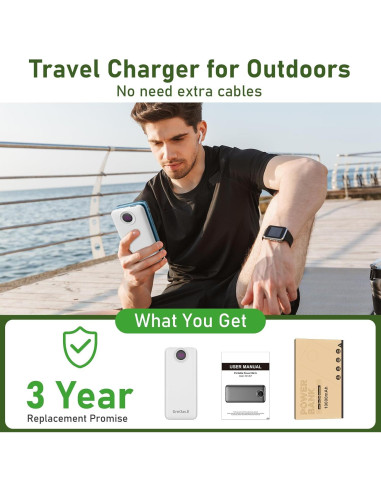 Cargador Portátil GrnOas.E 10000mAh Carga Rápida 22.5W Blanco