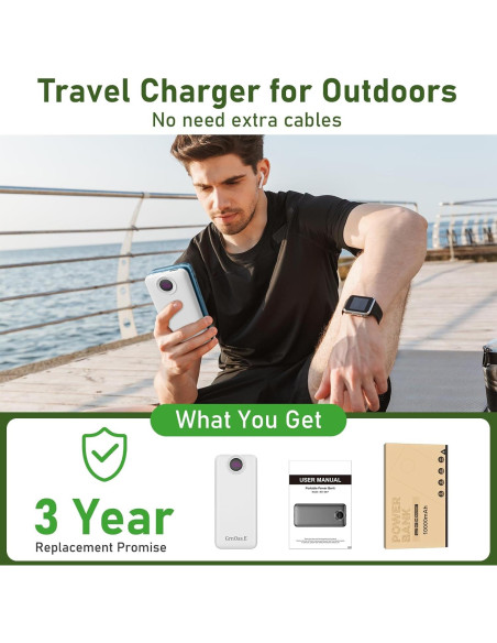 Cargador Portátil GrnOas.E 10000mAh Carga Rápida 22.5W Blanco