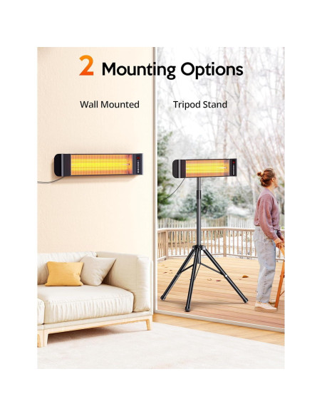 Calentador de Patio Infrarrojo VAGKRI 1500W con Control Remoto