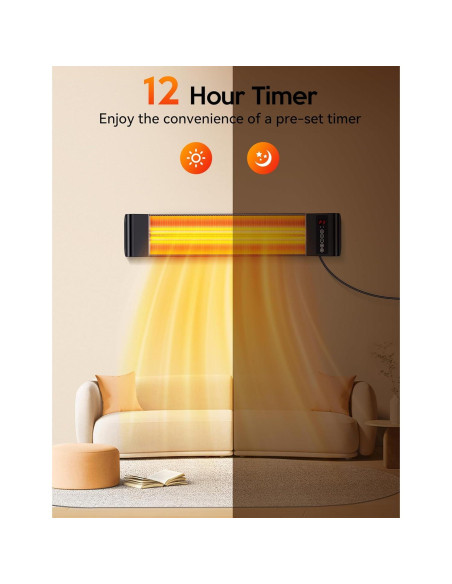 Calentador de Patio Infrarrojo VAGKRI 1500W con Control Remoto