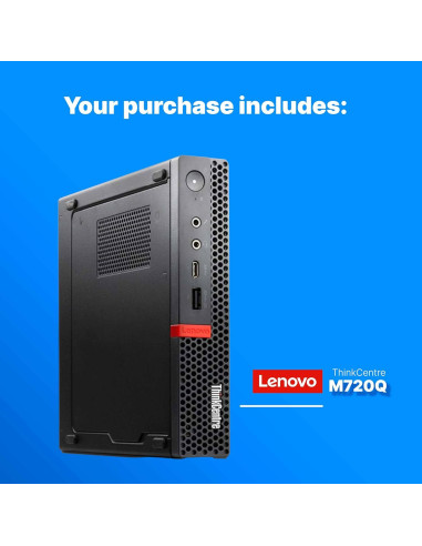 Lenovo ThinkCentre M720Q Mini PC | Intel i5-8400T | 8GB RAM + 250GB SSD | Windows 11 Pro | Compacta