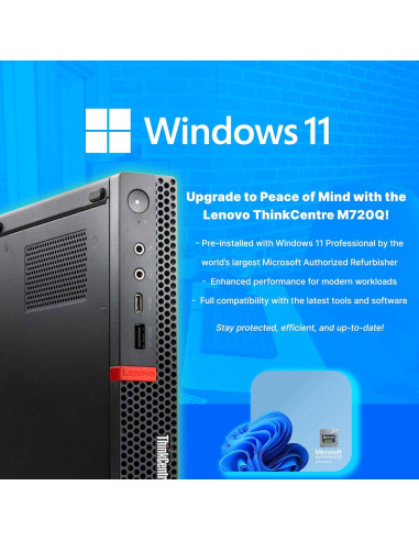 Lenovo ThinkCentre M720Q Mini PC | Intel i5-8400T | 8GB RAM + 250GB SSD | Windows 11 Pro | Compacta