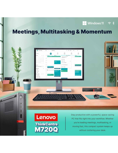 Lenovo ThinkCentre M720Q Mini PC | Intel i5-8400T | 8GB RAM + 250GB SSD | Windows 11 Pro | Compacta