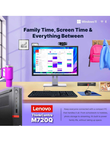 Lenovo ThinkCentre M720Q Mini PC | Intel i5-8400T | 8GB RAM + 250GB SSD | Windows 11 Pro | Compacta
