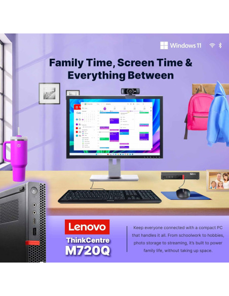 Lenovo ThinkCentre M720Q Mini PC | Intel i5-8400T | 8GB RAM + 250GB SSD | Windows 11 Pro | Compacta