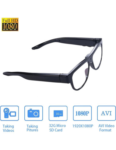 Gafas de grabación FNEWGK 1080p con tarjeta SD 32GB