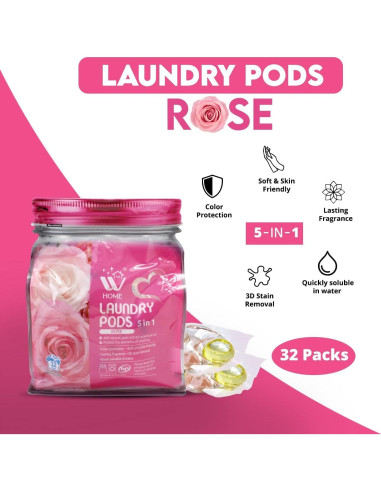 Cápsulas de Lavandería WBM Home 5-en-1 32 Unidades Rosa