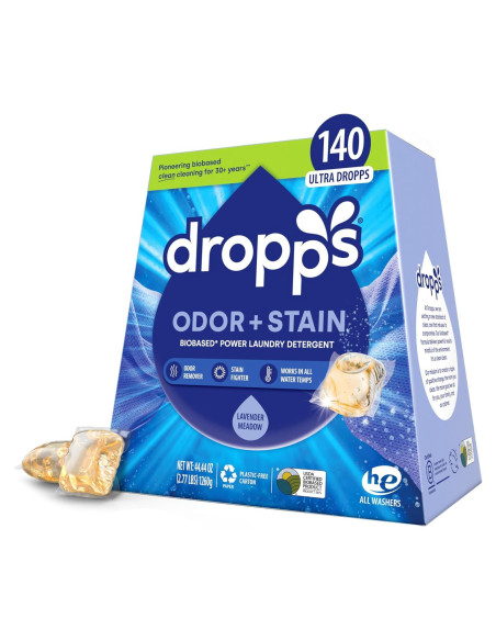 Pods de Detergente Biobasado Dropps 140 Conteo Lavanda