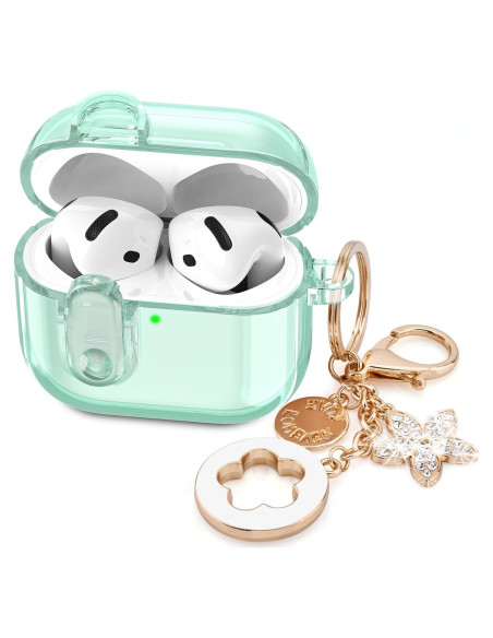 Funda transparente VISOOM para Airpods 4 - Verde hoja