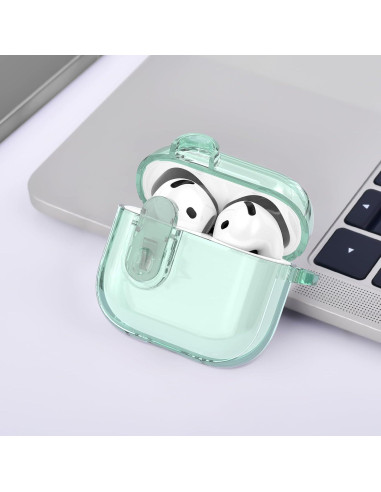 Funda transparente VISOOM para Airpods 4 - Verde hoja