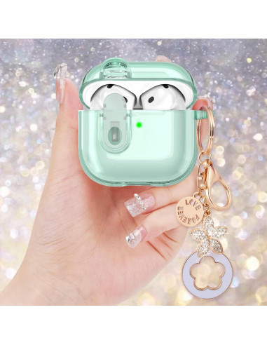 Funda transparente VISOOM para Airpods 4 - Verde hoja