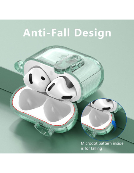 Funda transparente VISOOM para Airpods 4 - Verde hoja