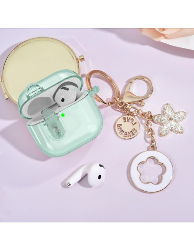 Funda transparente VISOOM para Airpods 4 - Verde hoja