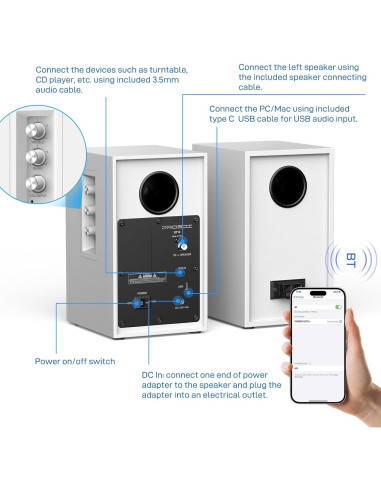 Altavoces de Estantería Probox BT16 60W Bluetooth 5.3 2.0