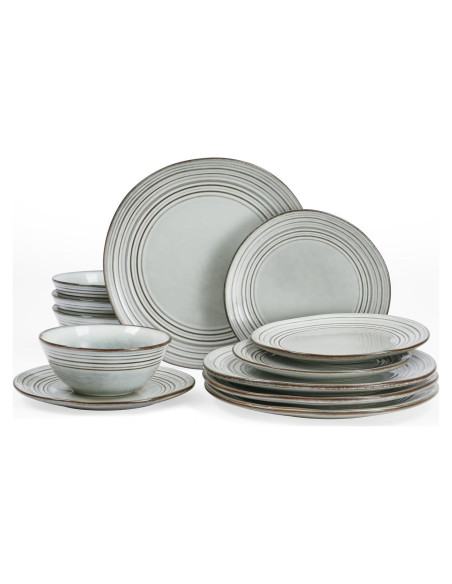 Conjunto de Platos y Cuencos Famiware 12 Piezas Cerámica Azul