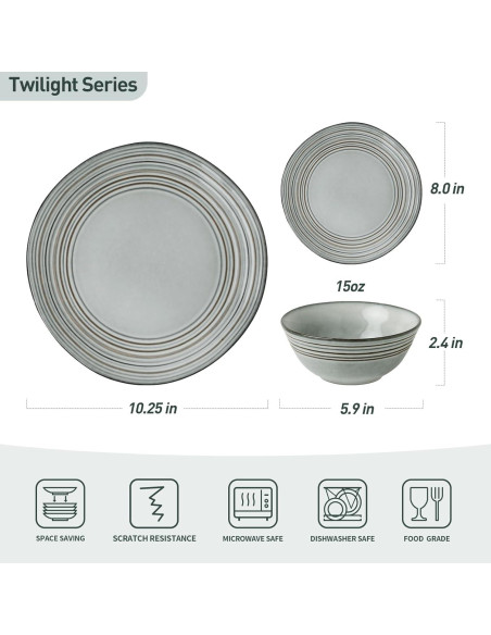 Conjunto de Platos y Cuencos Famiware 12 Piezas Cerámica Azul