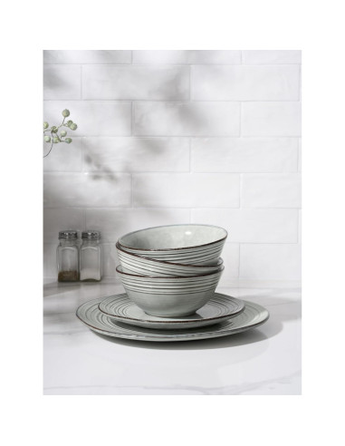 Conjunto de Platos y Cuencos Famiware 12 Piezas Cerámica Azul