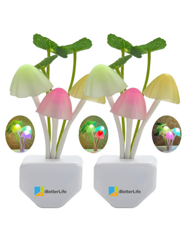 Luz Nocturna LED iBetterLife Hongo 2 Paquete Sensor Automático