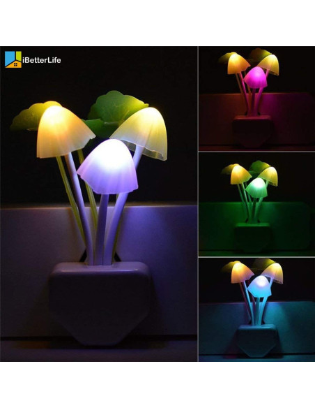 Luz Nocturna LED iBetterLife Hongo 2 Paquete Sensor Automático