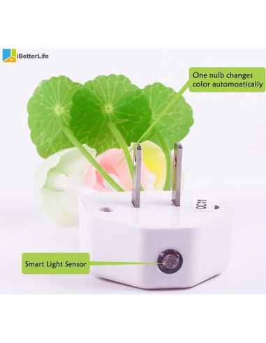 Luz Nocturna LED iBetterLife Hongo 2 Paquete Sensor Automático