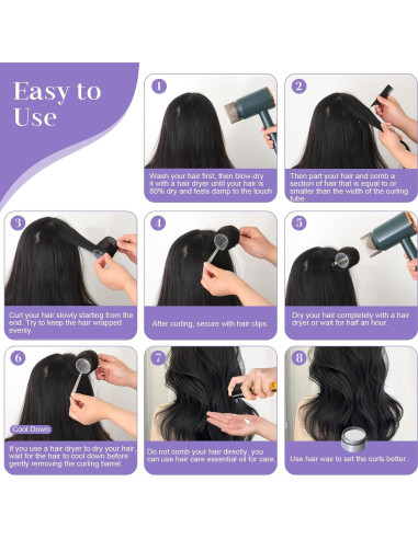 Set de 38 Rulos de Cabello Sin Calor Obeoby - 4 Tamaños