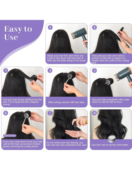 Set de 38 Rulos de Cabello Sin Calor Obeoby - 4 Tamaños