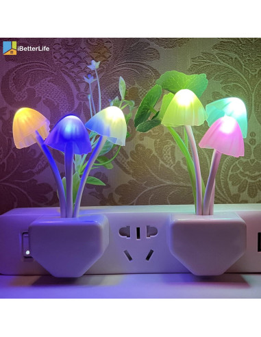 Luz Nocturna LED iBetterLife Hongo 2 Paquete Sensor Automático