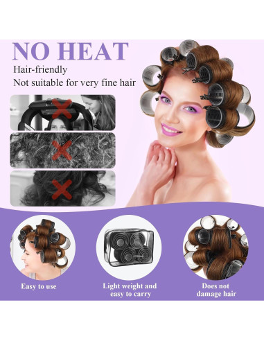 Set de 38 Rulos de Cabello Sin Calor Obeoby - 4 Tamaños