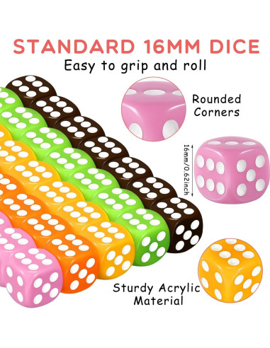 Dados Coloreados Syhood 500 Piezas 16mm para Juegos y Aula