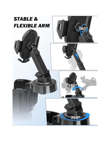 Soporte para teléfono con portavasos JOYTUTUS, 360 ajustable