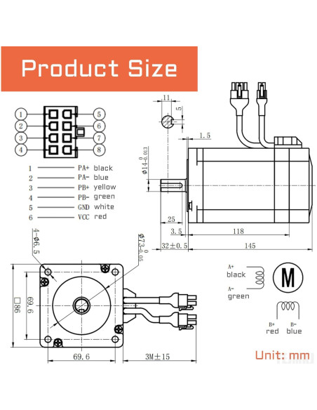 Kit Motor Paso a Paso Nema 34 8.5Nm con Controlador BHA860