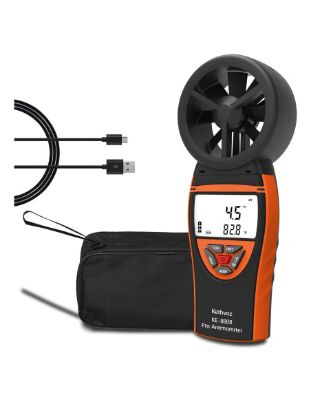 Anemómetro Digital Kethvoz KE-8808 - Medidor de Viento 0.3-30m/s