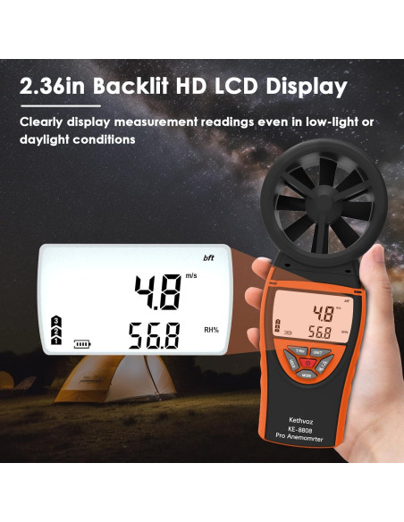 Anemómetro Digital Kethvoz KE-8808 - Medidor de Viento 0.3-30m/s