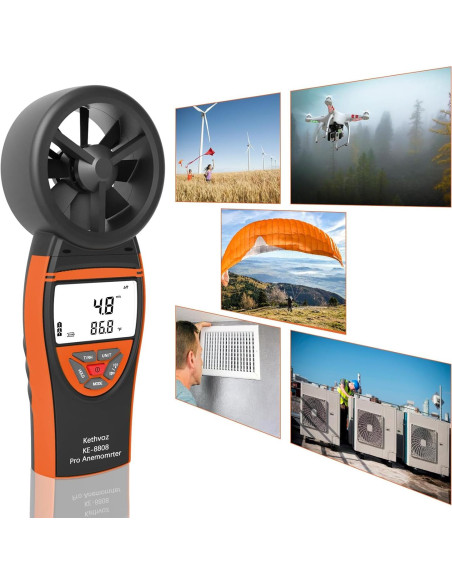 Anemómetro Digital Kethvoz KE-8808 - Medidor de Viento 0.3-30m/s