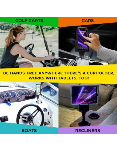 Soporte para Teléfono de Portavasos Ajustable CPS-25 Negro