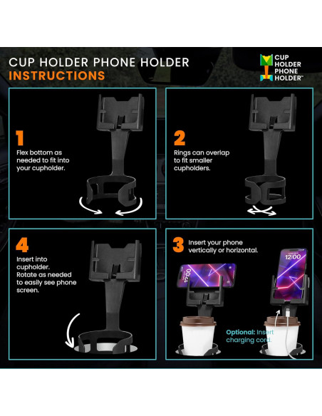 Soporte para Teléfono de Portavasos Ajustable CPS-25 Negro